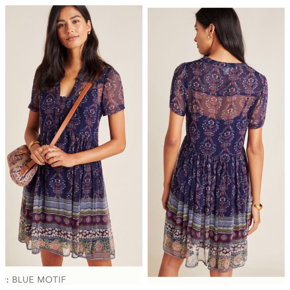 Anthropologie Maeve Adrian Sheer Tunic Dress L